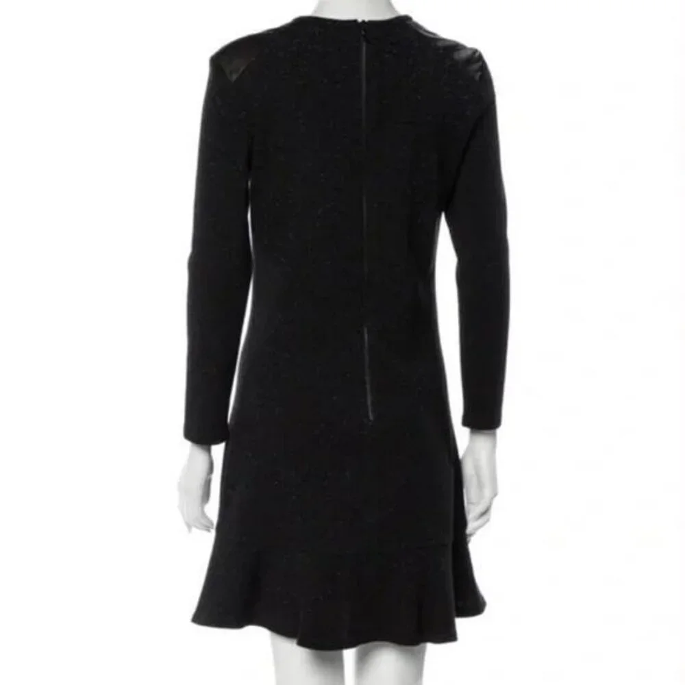 SANDRO Wool Blend Metallic Faux Leather Dress Size 6 - Picture 5 of 11